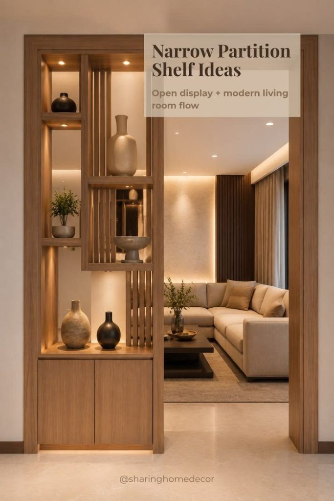 Narrow partition shelf