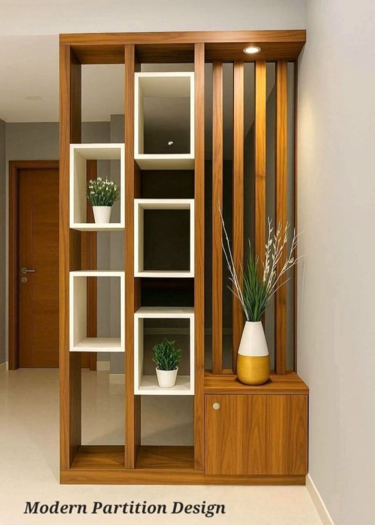 Modern partition with display boxes
