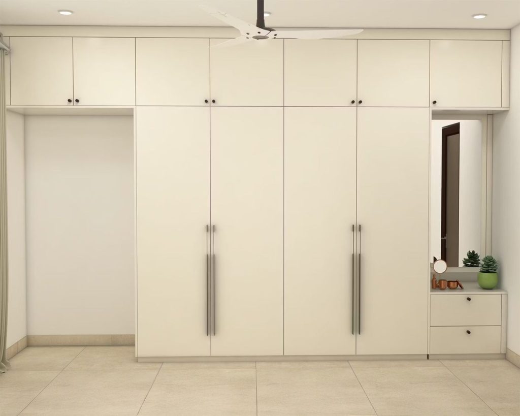 Full-height ivory wardrobe