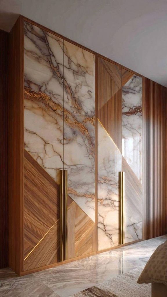Marble-finish wardrobe shutters